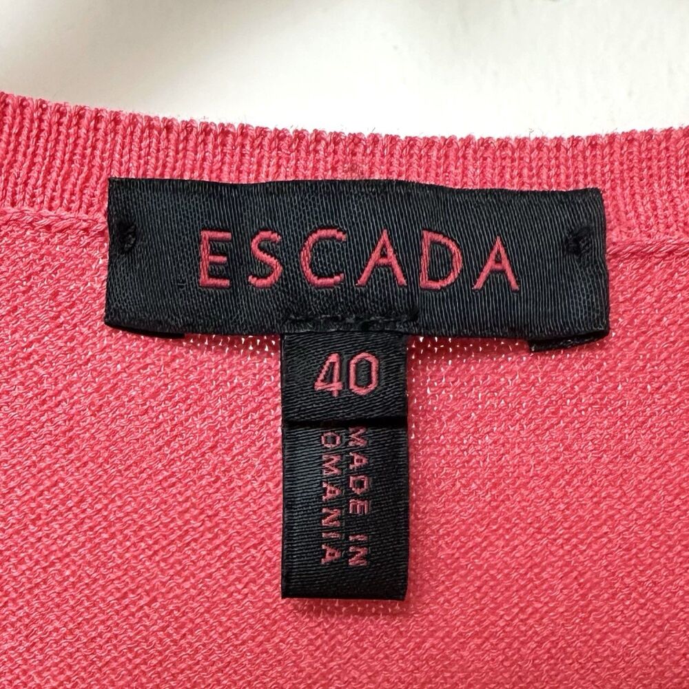 Escada Tank Top 40 Med Sleeveless Knit Coral Career Quiet Luxury Old Money Basic - Picture 2 of 8